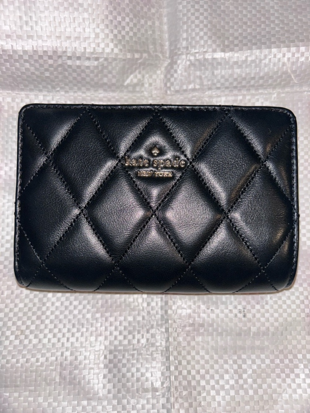 kate spade Black Quilted Leather Compact Wallet